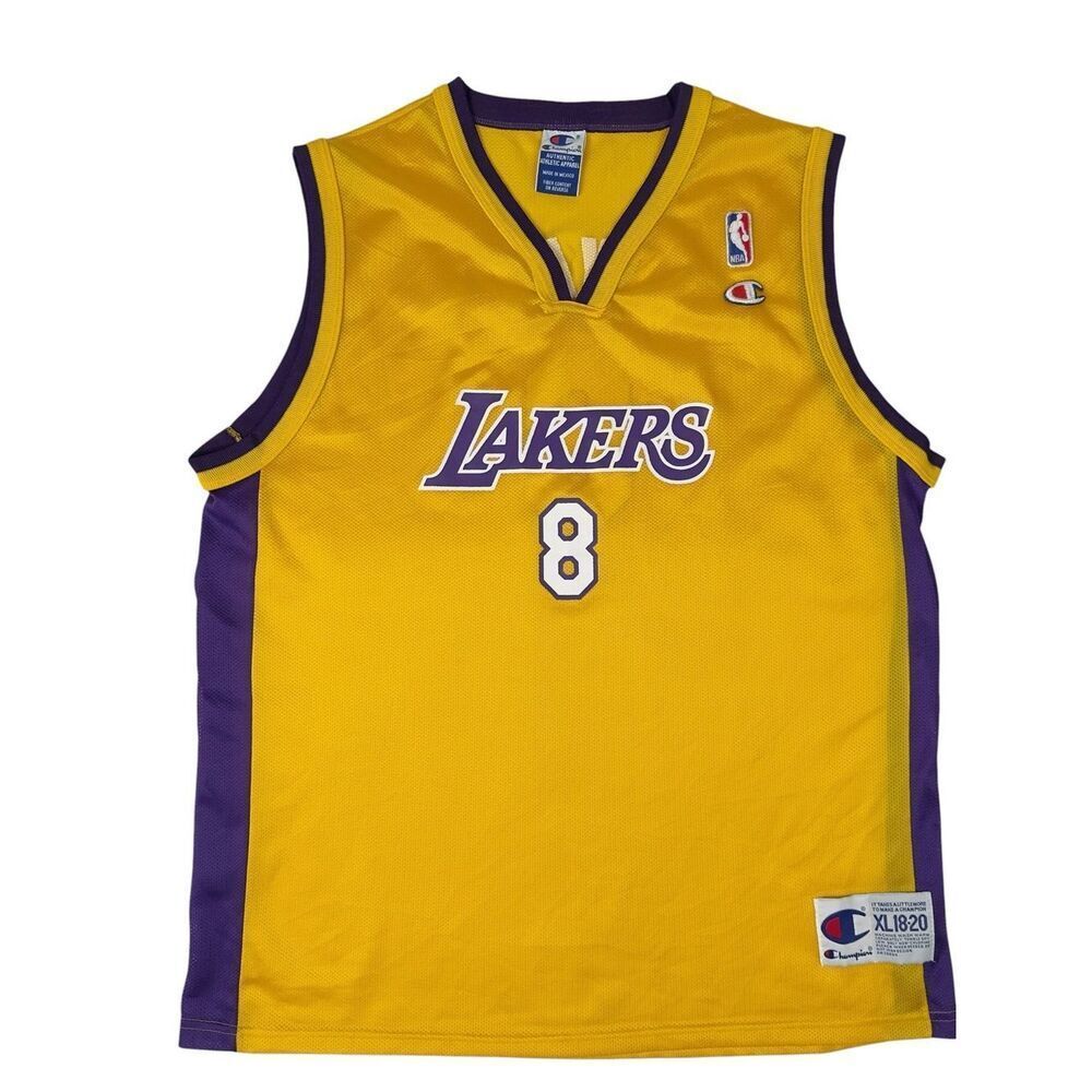 Vintage Kobe Bryant Champion Jersey Los Angeles Lakers #8 Youth Size XL Mens M